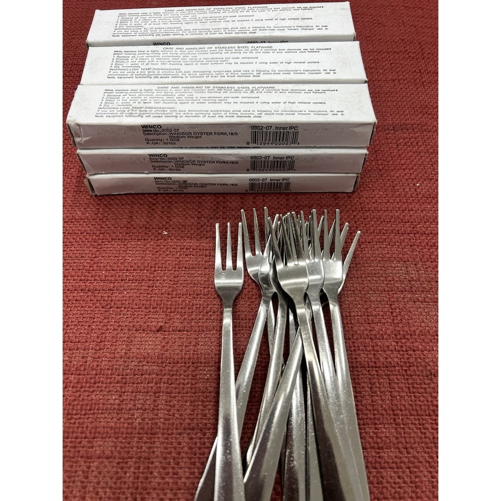 Winco 12-Piece Windsor Oyster Fork Set, 18-0 Stainless Steel, Silver